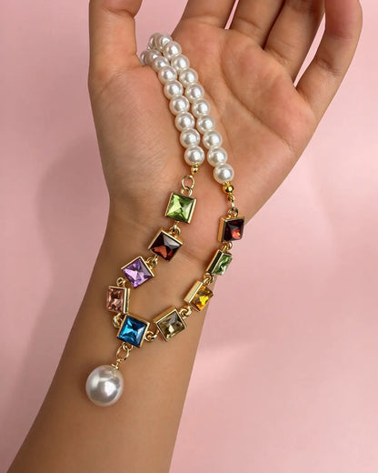 Colorful Pearl Rhinestone Necklace Party Boutique Wholesale SJNK346MC