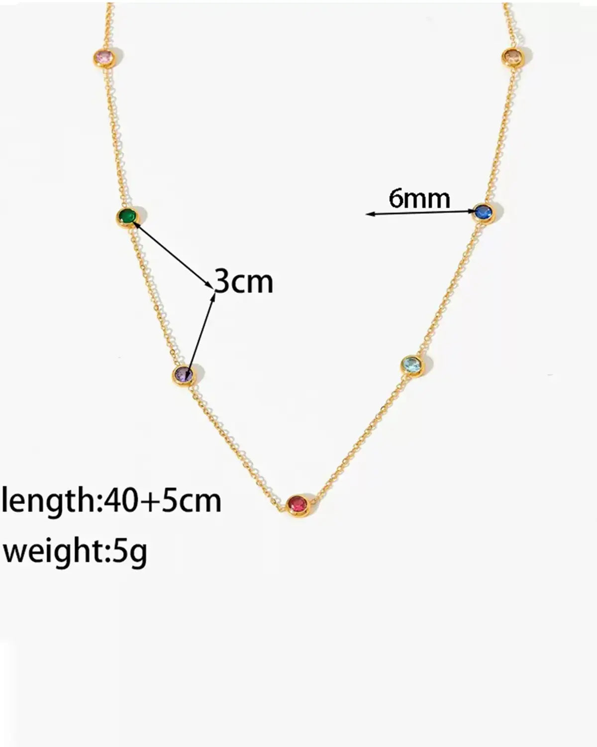 Gold Colorful Stone Chain Daily Boutique SP320