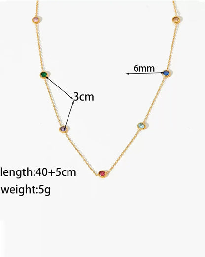Gold Colorful Stone Chain Daily Boutique SP320