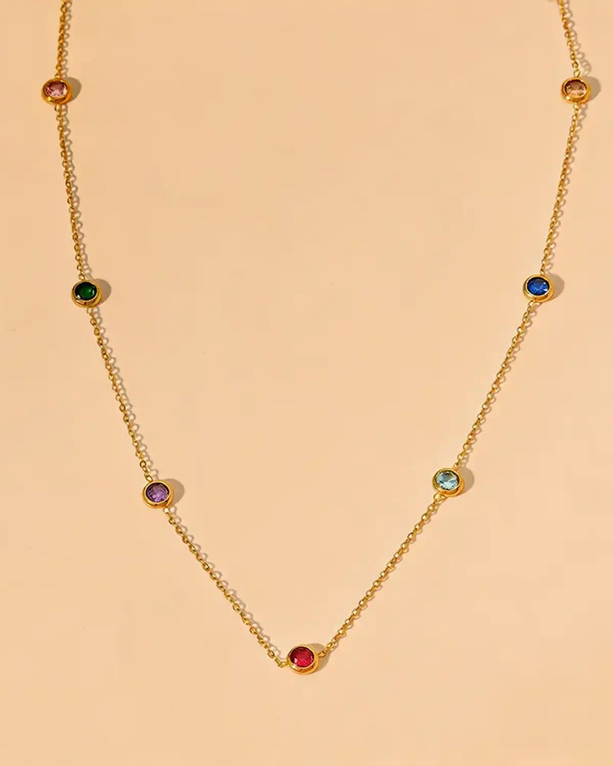 Gold Colorful Stone Chain Daily Boutique SP320