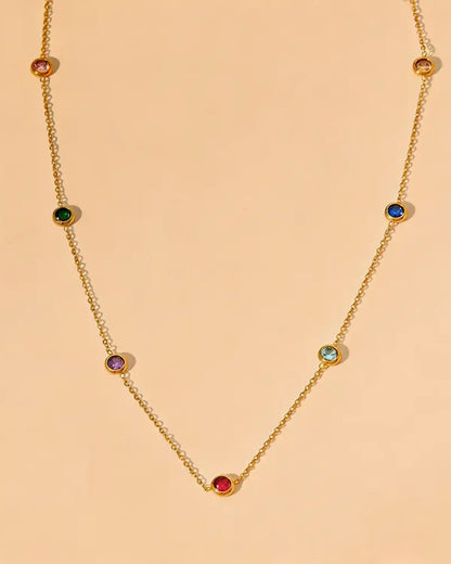 Gold Colorful Stone Chain Daily Boutique SP320