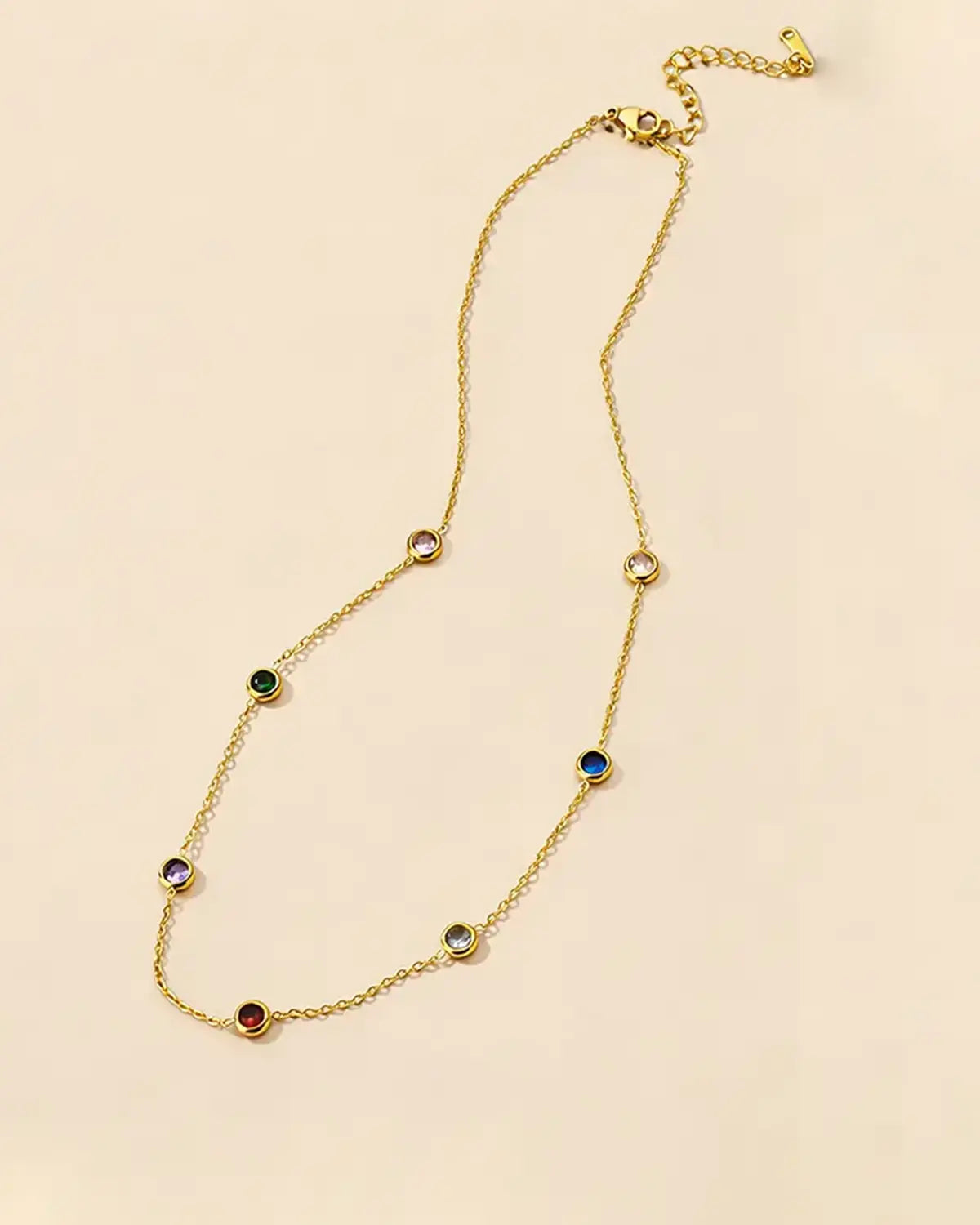 Gold Colorful Stone Chain Daily Boutique SP320
