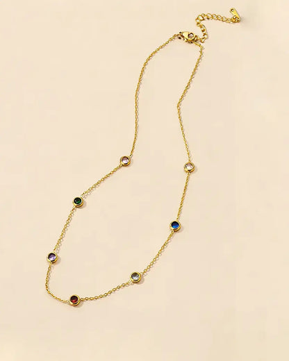 Gold Colorful Stone Chain Daily Boutique SP320