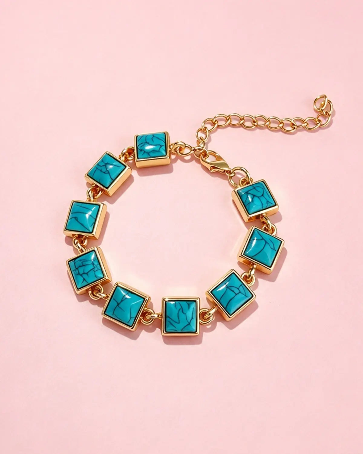 Gold Faux Turquoise Bracelet Daily Boutique Wholesale SJBR348BL