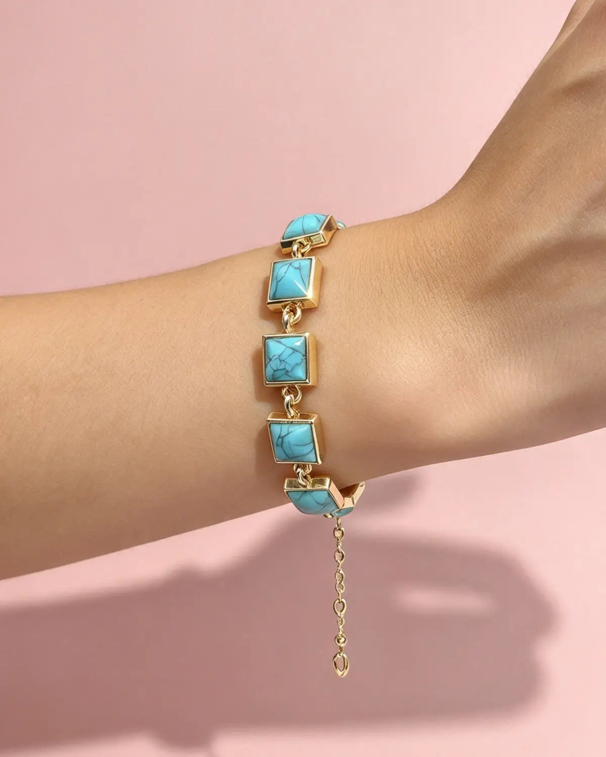 Gold Faux Turquoise Bracelet Daily Boutique Wholesale SJBR348BL