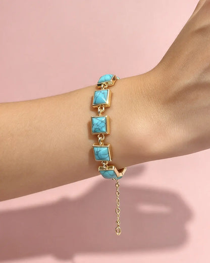 Gold Faux Turquoise Bracelet Daily Boutique Wholesale SJBR348BL