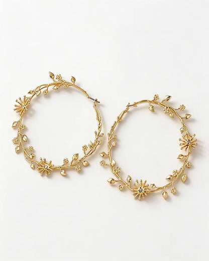 Gold Floral Zircon Hoop Party Boutique Gift SP313