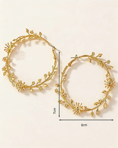 Gold Floral Zircon Hoop Party Boutique Gift SP313