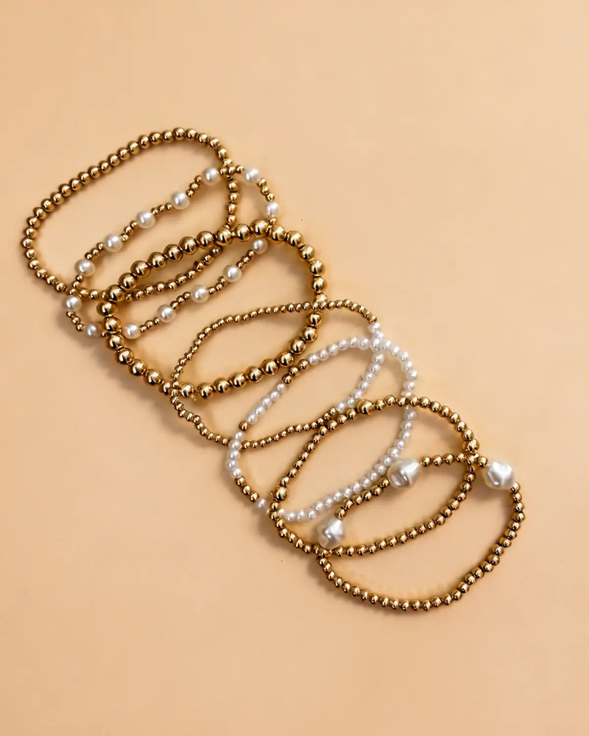 Gold Pearl Beaded Stacking Bracelet Daily Boutique SP325