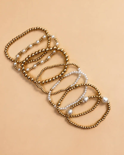 Gold Pearl Beaded Stacking Bracelet Daily Boutique SP325