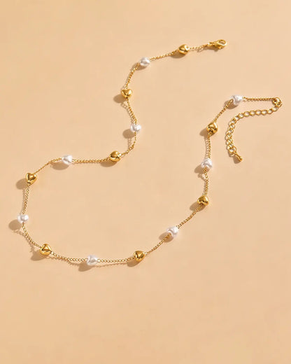 Gold Pearl Heart Necklace Daily Boutique Wholesale SP318