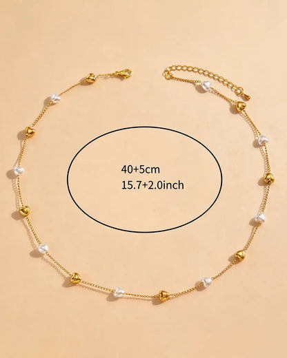 Gold Pearl Heart Necklace Daily Boutique Wholesale SP318