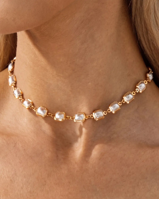 Gold Pearl Square Choker Daily Boutique SP323
