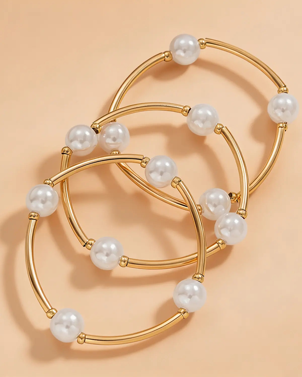 Gold Pearl Tube Stacking Bracelet Daily Boutique SP328