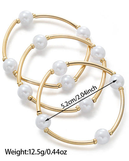 Gold Pearl Tube Stacking Bracelet Daily Boutique SP328