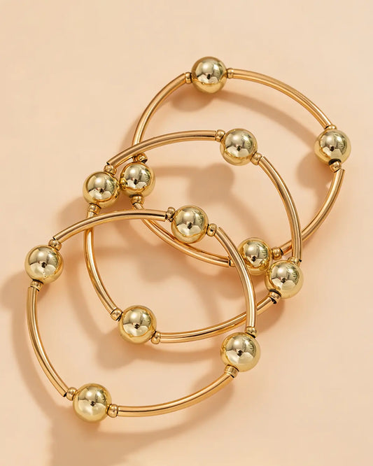 Gold Pearl Tube Stacking Bracelet Daily Boutique SP328