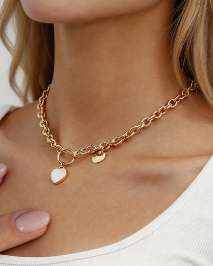 Gold Silver Heart Chain Daily Boutique SP316-GD