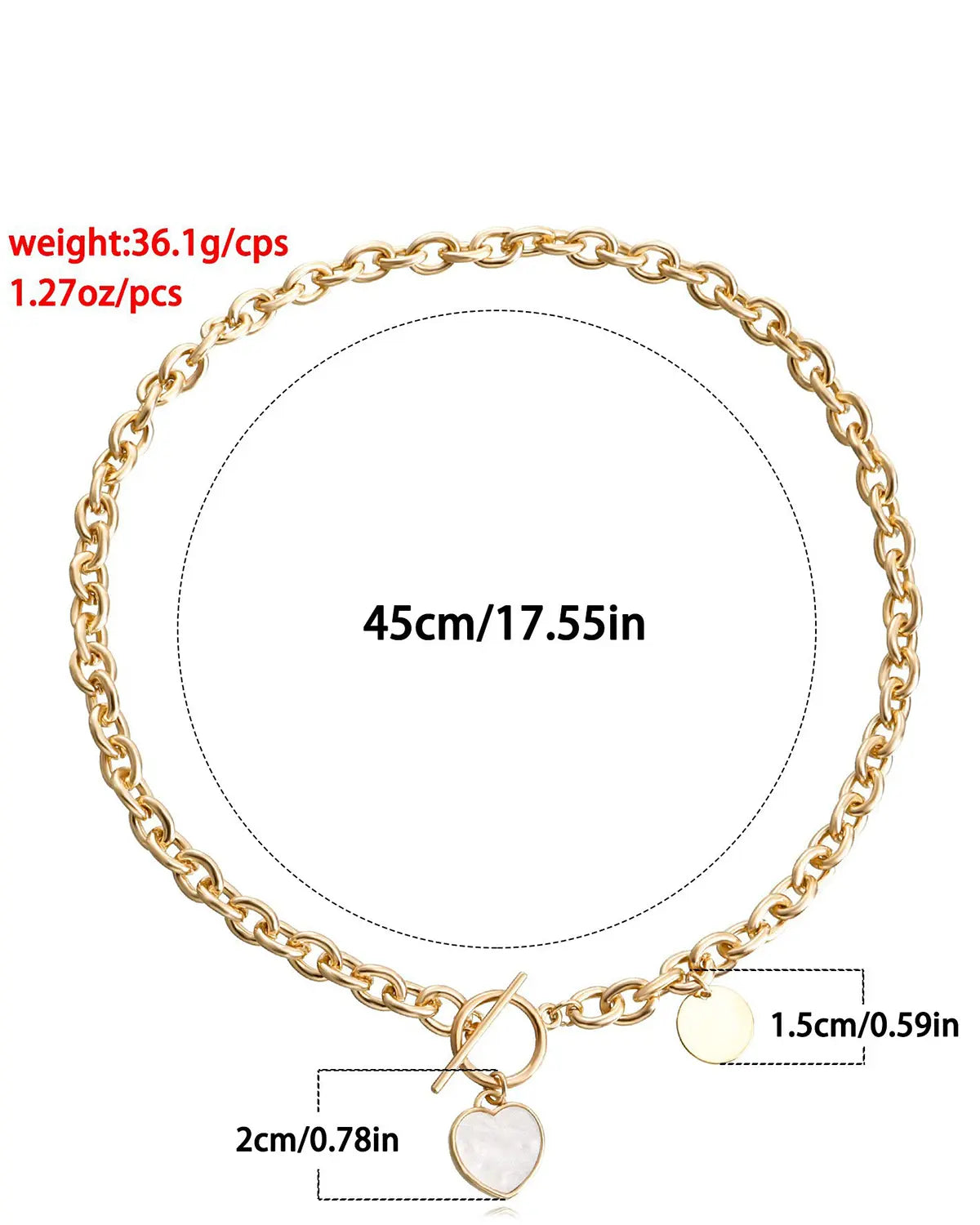 Gold Silver Heart Chain Daily Boutique SP316-GD