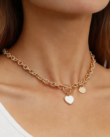 Gold Silver Heart Chain Daily Boutique SP316-GD