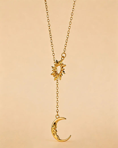 Gold Silver Sun Moon Necklace Daily Boutique SP315-GD
