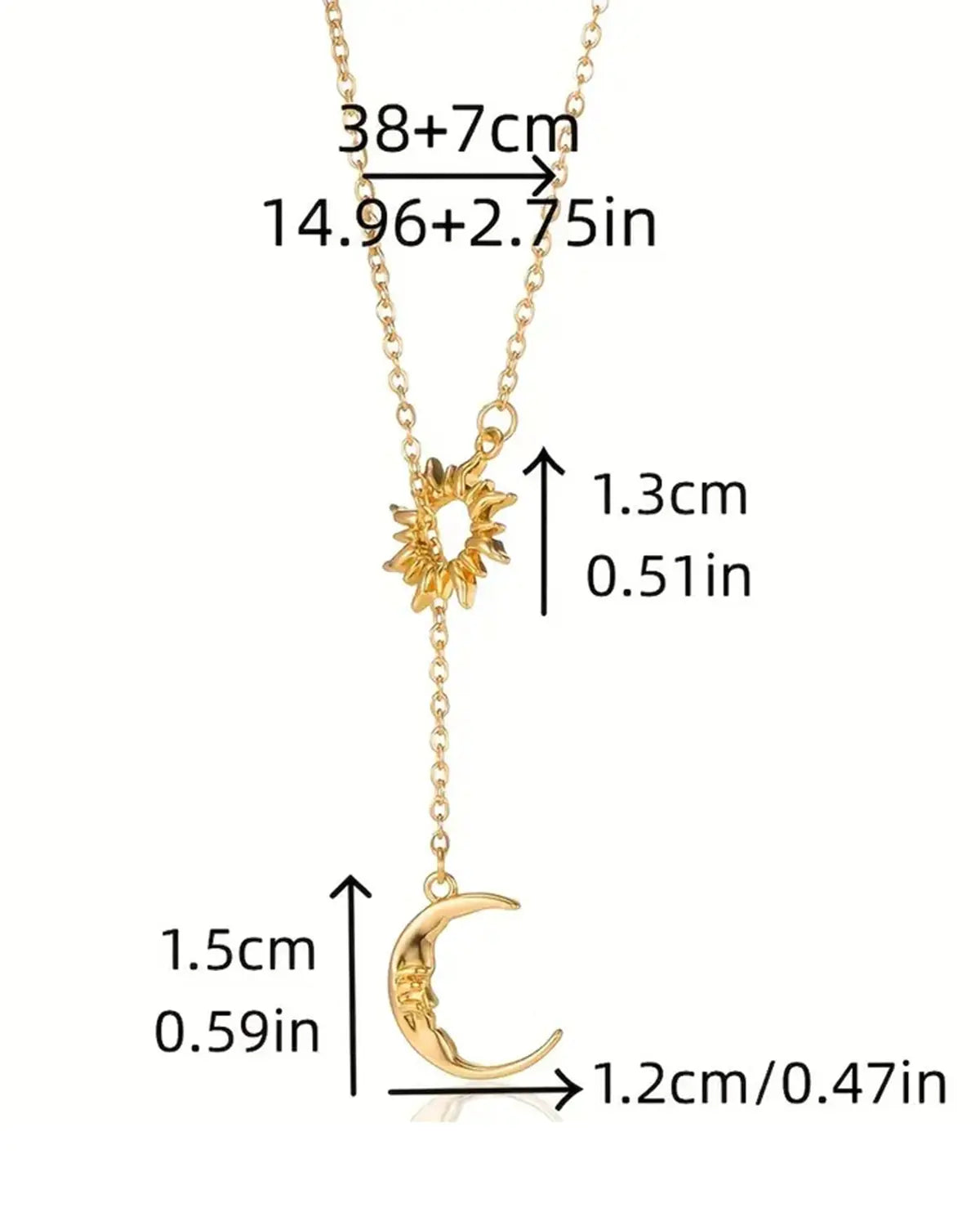 Gold Silver Sun Moon Necklace Daily Boutique SP315-GD