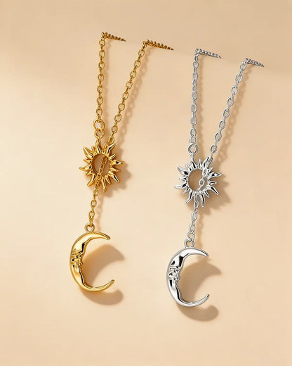 Gold Silver Sun Moon Necklace Daily Boutique SP315-GD