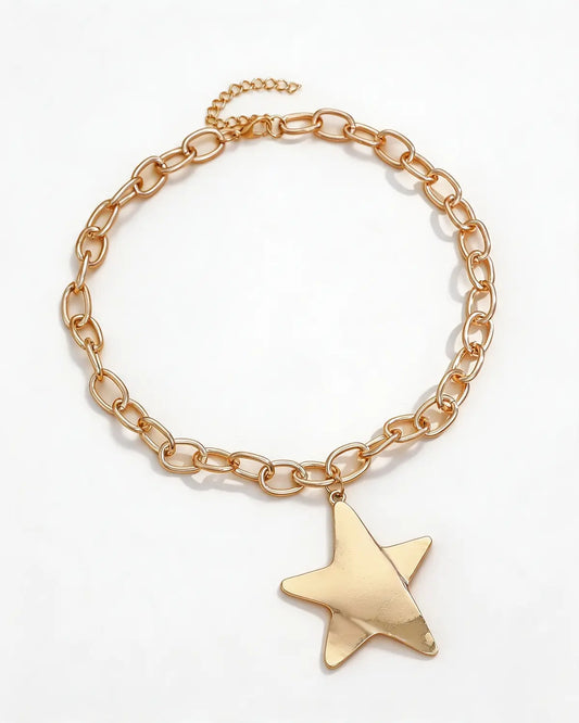 Gold Star Statement Necklace Daily Fashion Jewelry Gift SP275