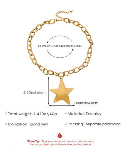 Gold Star Statement Necklace Daily Fashion Jewelry Gift SP275