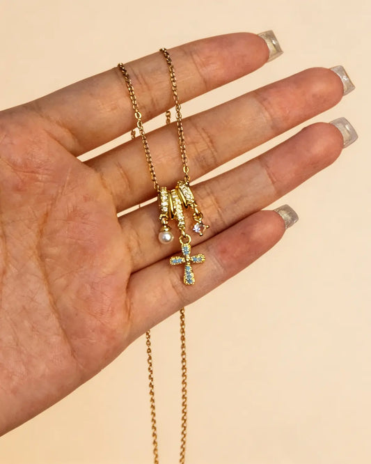 Gold Turquoise Cross Necklace Daily Boutique SP327