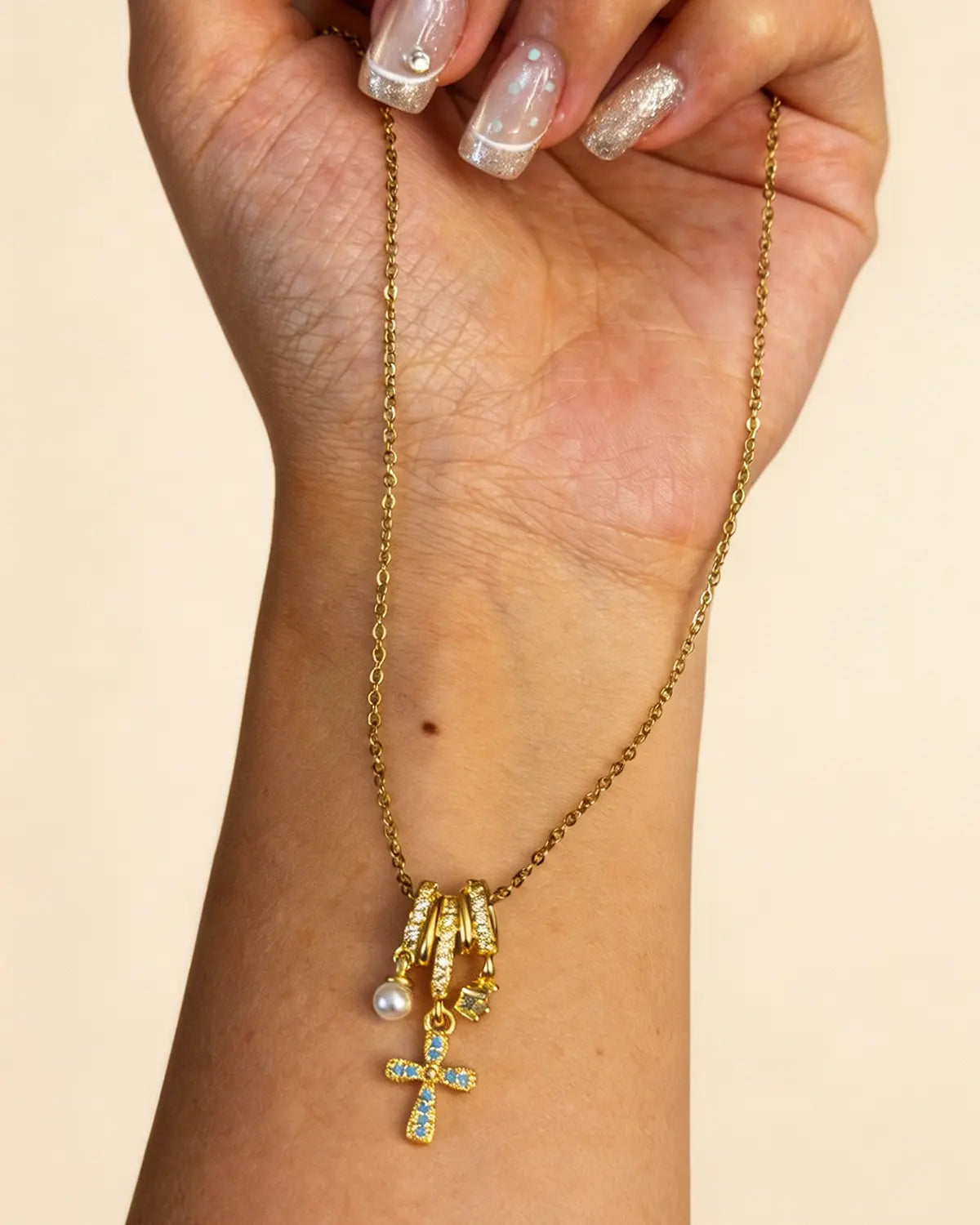 Gold Turquoise Cross Necklace Daily Boutique SP327