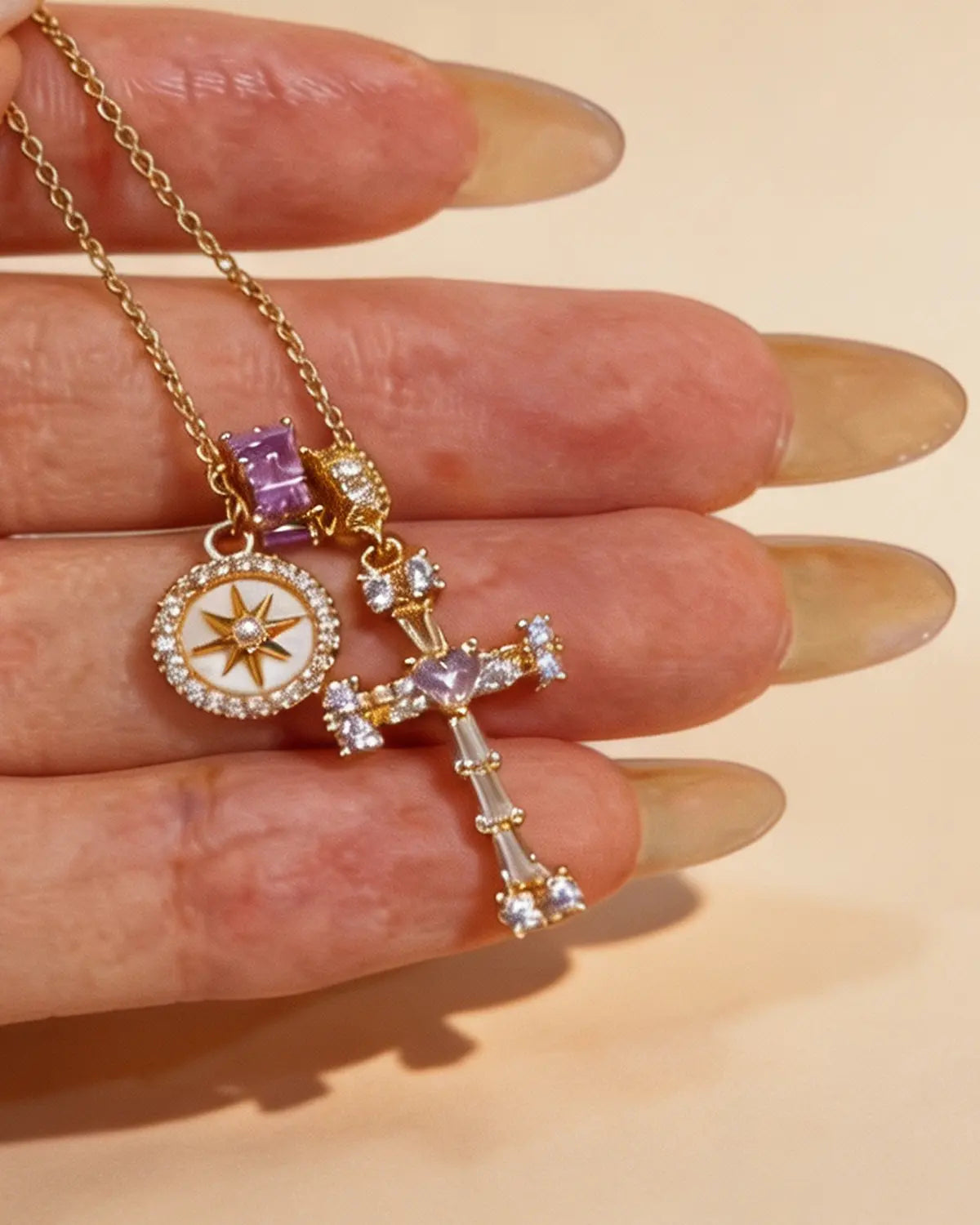 Gold Zircon Cross Necklace Daily Boutique SP317