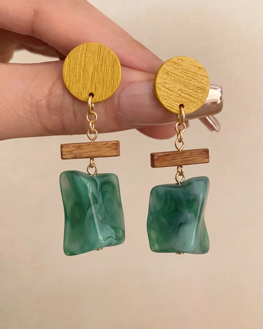 Green Wood Acrylic Earring Daily Fashion Jewelry Gift SP287