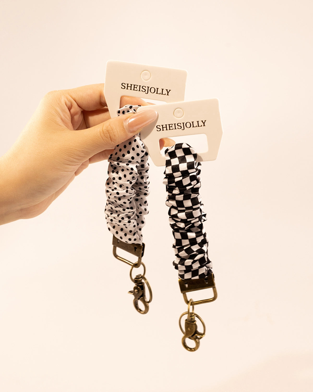 White Polka Dot Scrunchie Keychain Daily Charm SP213