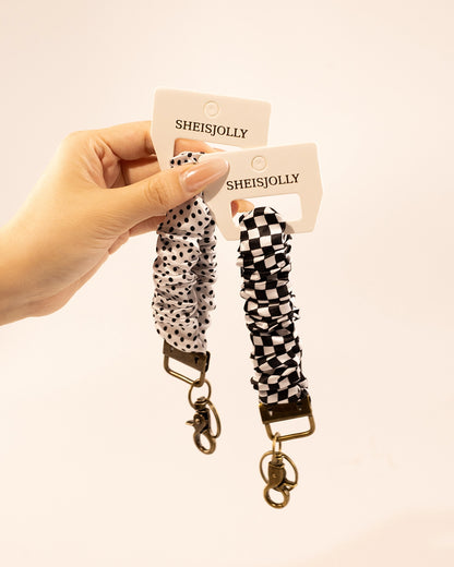 White Polka Dot Scrunchie Keychain Daily Charm SP213