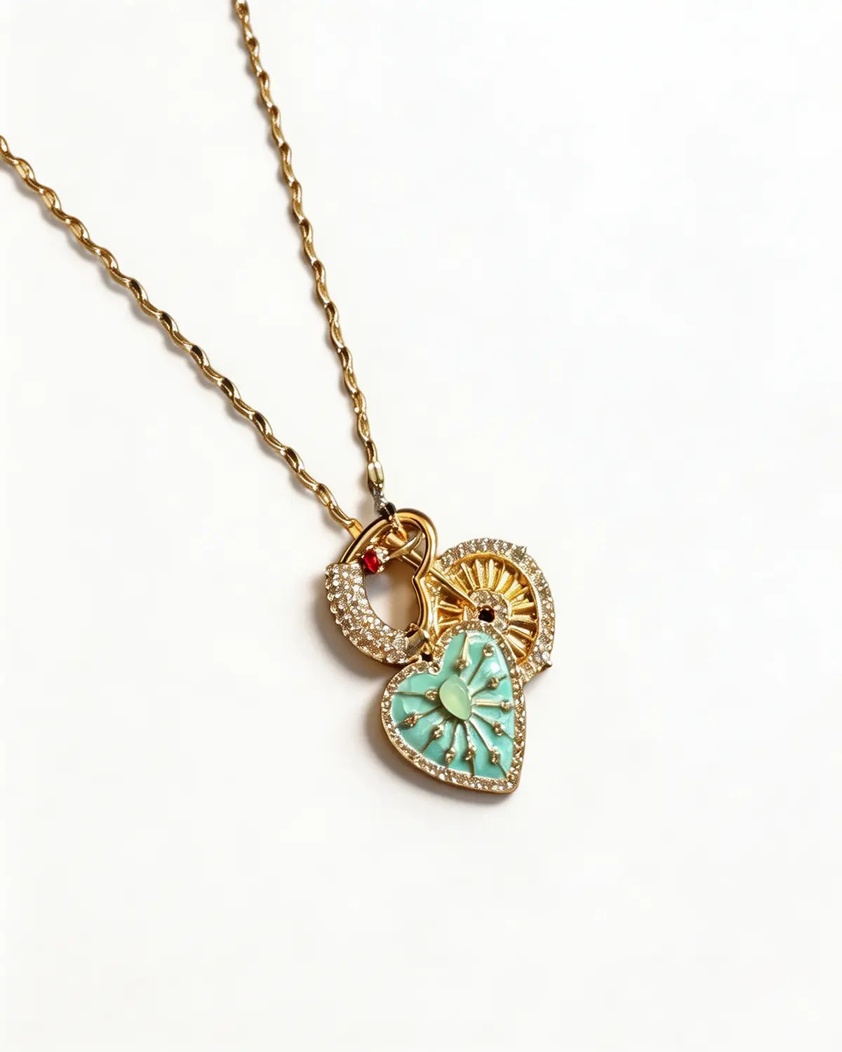 Mint Green Vintage Heart Necklace Daily Boutique Gift SP307
