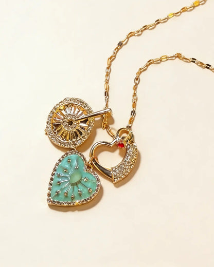 Mint Green Vintage Heart Necklace Daily Boutique Gift SP307