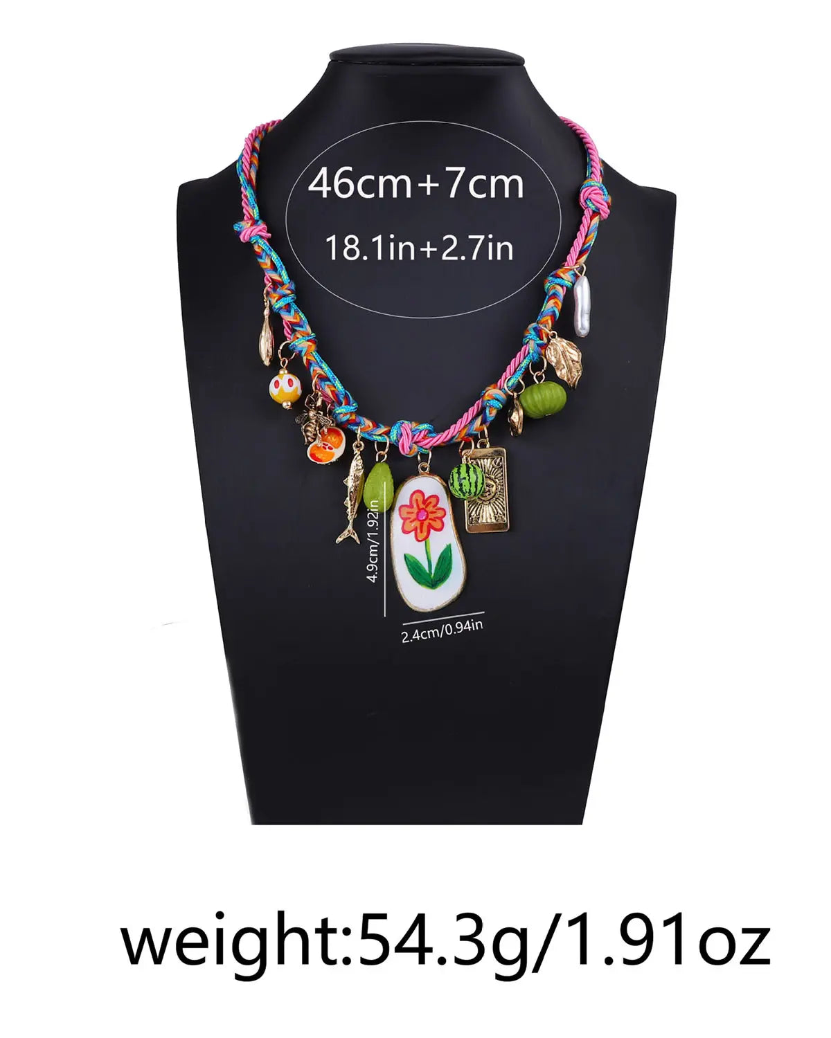 Multicolor Braided Rope Charm Necklace Vacation Boutique Gift SP306