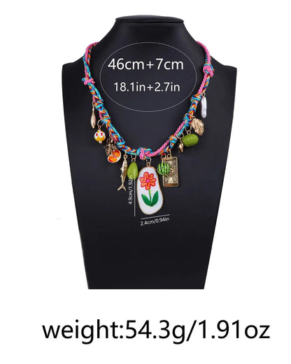 Multicolor Braided Rope Charm Necklace Vacation Boutique Gift SP306