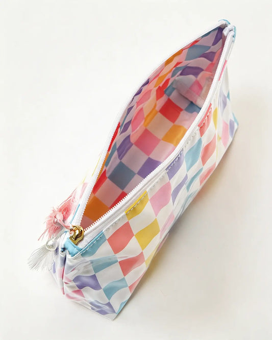 Multicolor Checkered Makeup Bag Travel Preppy Boutique Gift SP299