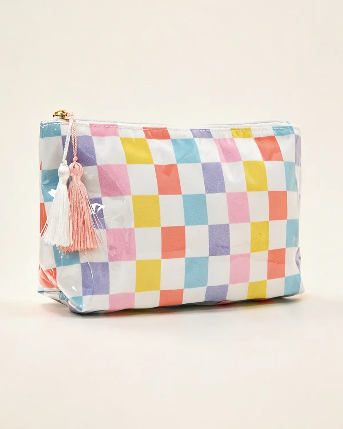 Multicolor Checkered Makeup Bag Travel Preppy Boutique Gift SP299