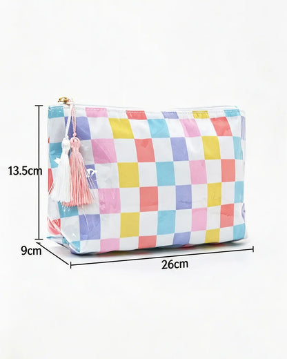 Multicolor Checkered Makeup Bag Travel Preppy Boutique Gift SP299
