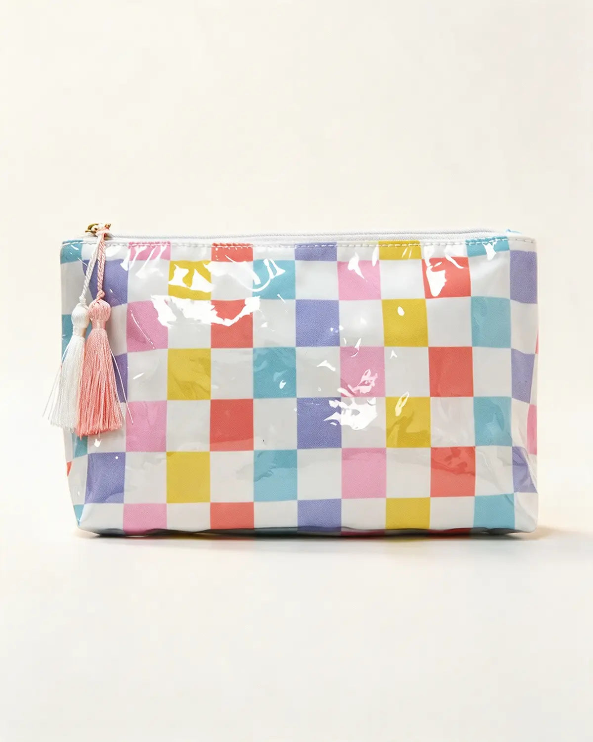 Multicolor Checkered Makeup Bag Travel Preppy Boutique Gift SP299