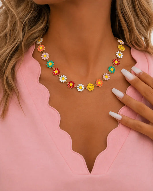 Multicolor Daisy Necklace Summer Vacation Boutique Jewelry Gift SP286