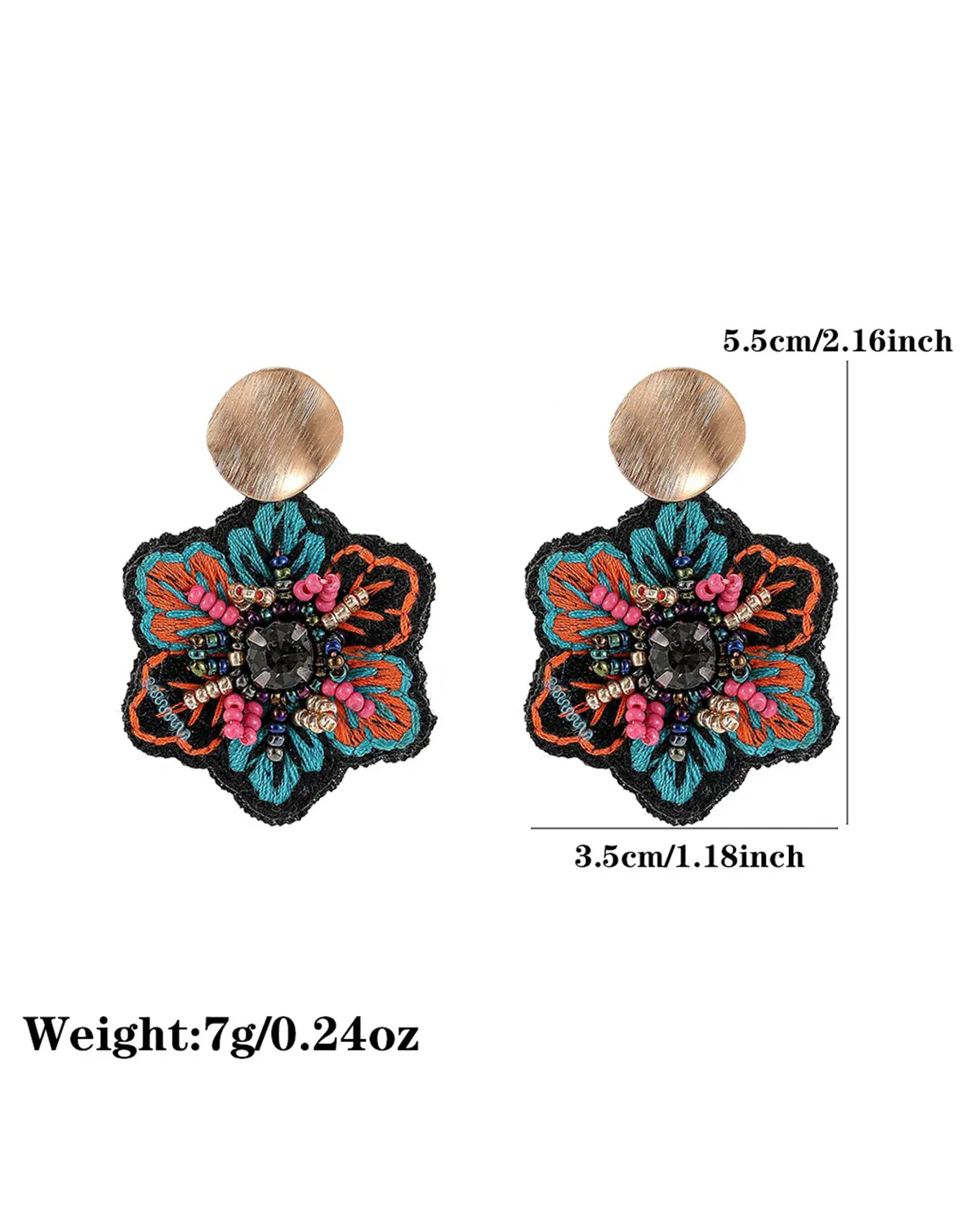 Multicolor Embroidered Beaded Earrings Vacation Statement Jewelry Gift SP284
