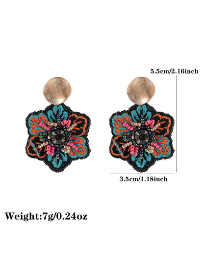 Multicolor Embroidered Beaded Earrings Vacation Statement Jewelry Gift SP284