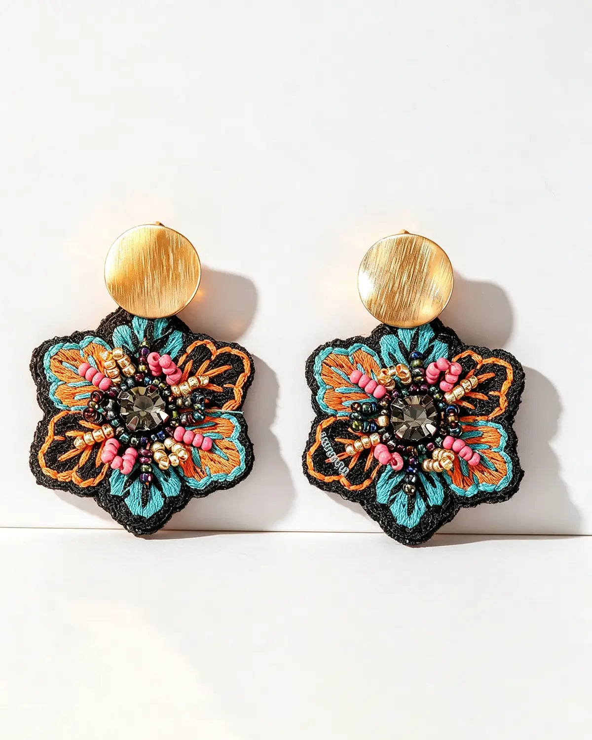 Multicolor Embroidered Beaded Earrings Vacation Statement Jewelry Gift SP284