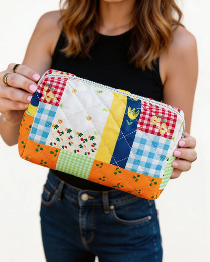 Multicolor Patchwork Quilted Cosmetic Bag Daily Toiletry Organizer SP272