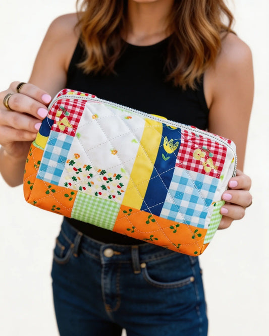 Multicolor Patchwork Quilted Cosmetic Bag Daily Toiletry Organizer SP272