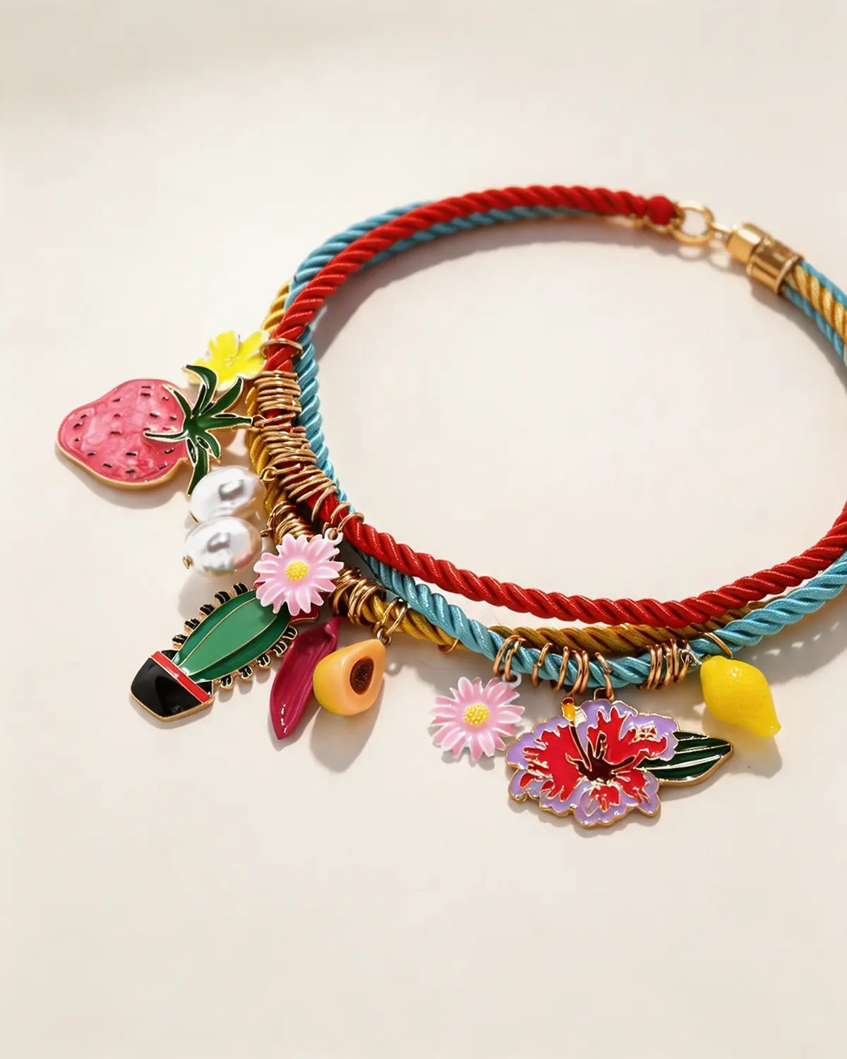 Multicolor Rope Charm Necklace Vacation Boho Boutique Gift SP304