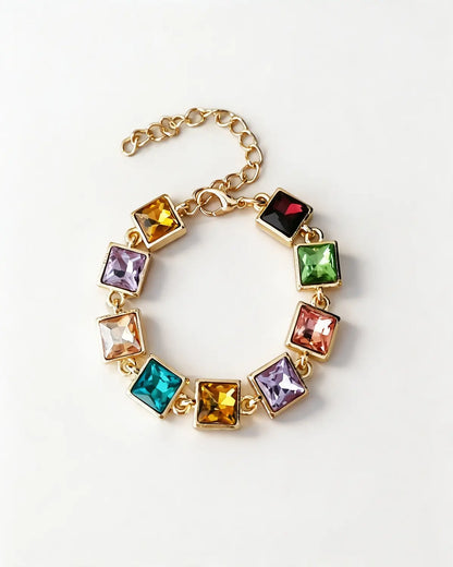 Multicolor Square Gem Bracelet Daily Fashion Jewelry Gift SP277
